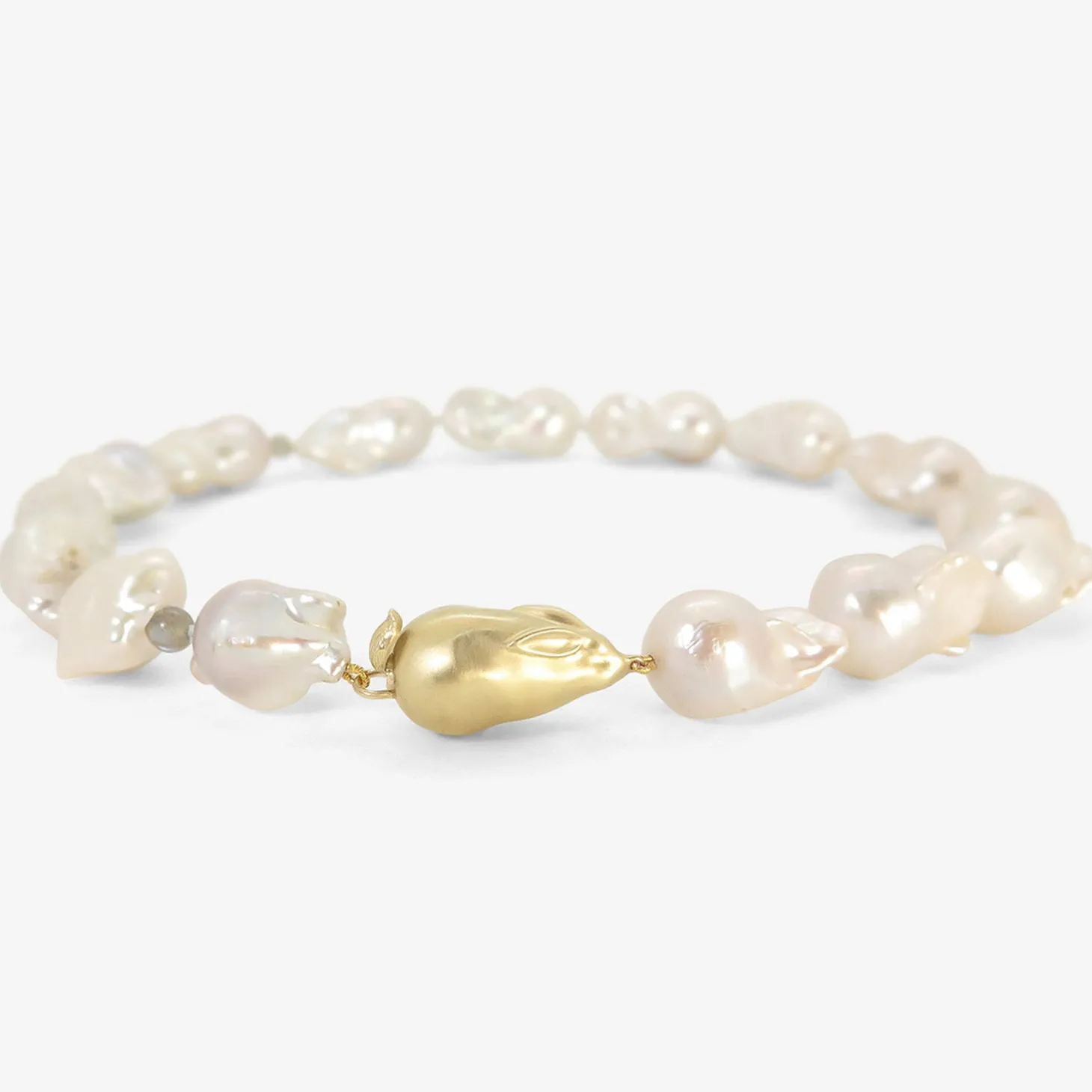 14k & white baroque freshwater pearl bunny necklace