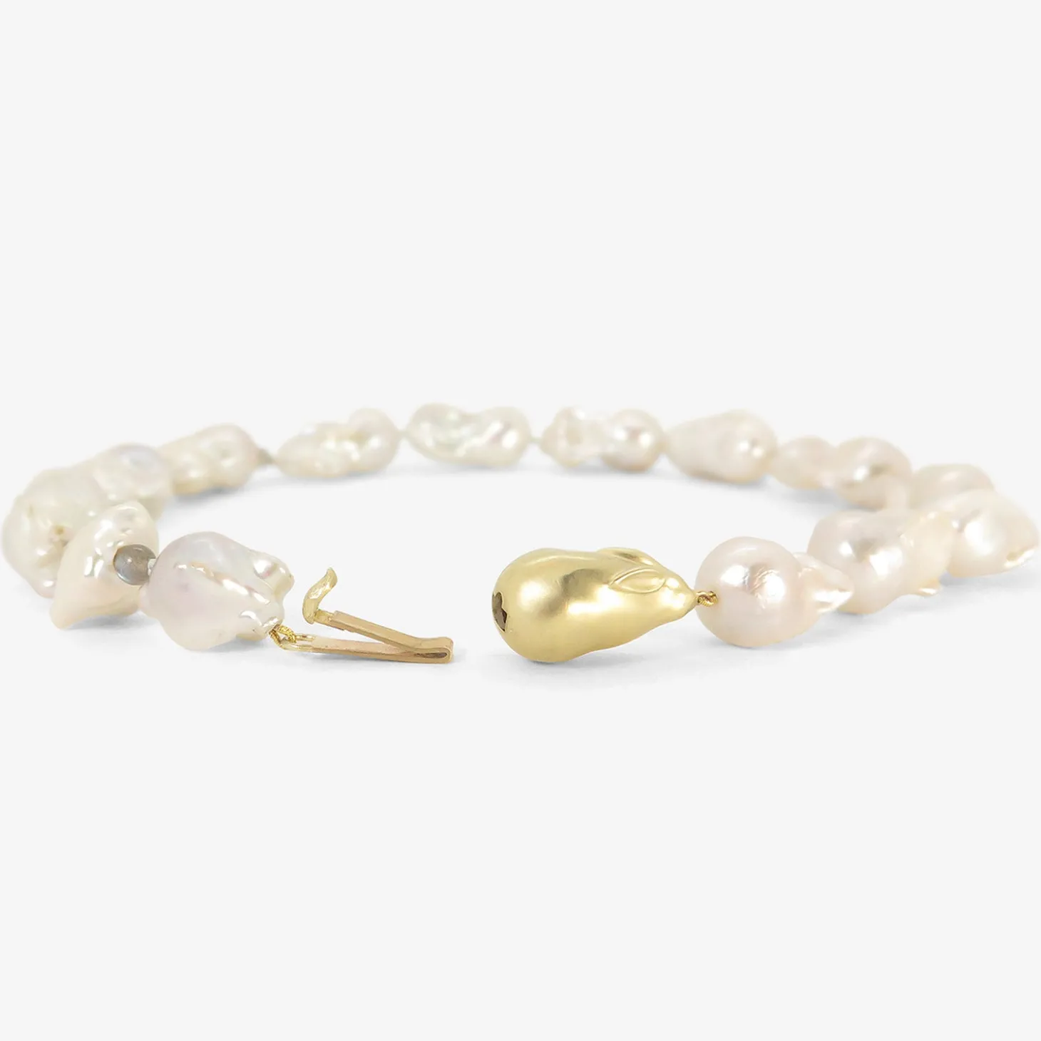 14k & white baroque freshwater pearl bunny necklace