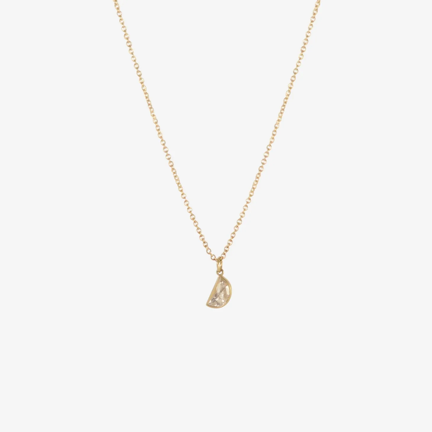 18k & white diamond crescent moon pendant, .98cts