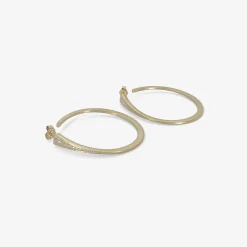 14k & white diamond deluxe wedge hoops on posts, .31ct