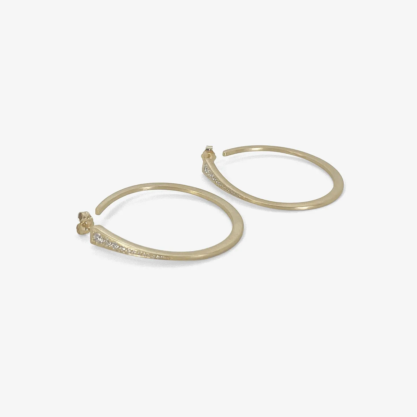 14k & white diamond deluxe wedge hoops on posts, .31ct