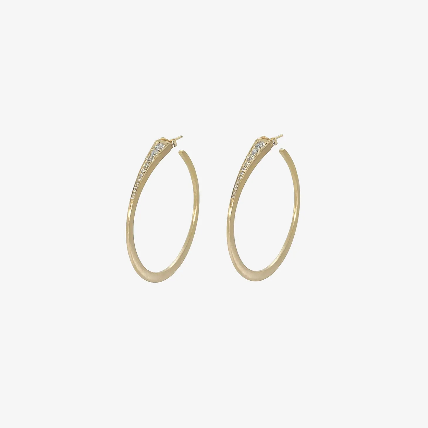 14k & white diamond deluxe wedge hoops on posts, .31ct