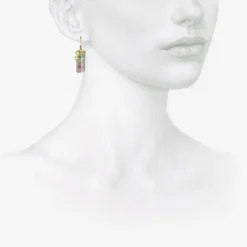 18k ants on watermelon tourmaline crystal earrings