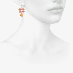 18k bezel-set quadruple pink tourmaline earrings with carnelian drops