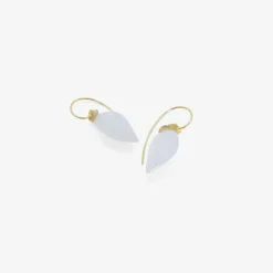 14k blue chalcedony long chinese lantern earrings
