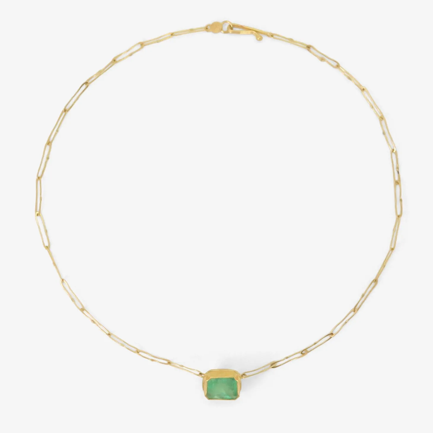 18k bright clear rectangular colombian emerald echo necklace, 6.36ct
