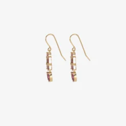 14k composition earrings with tourmaline & garnet