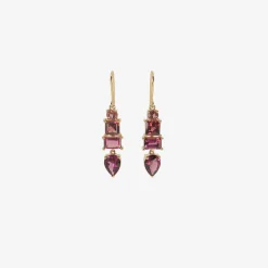 14k composition earrings with tourmaline & garnet