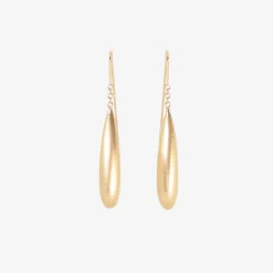 14k elongated hewn teardrop earrings