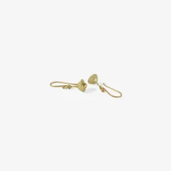 18k eucalyptus seed bell earrings