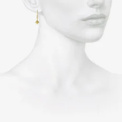 18k eucalyptus seed bell earrings