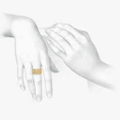 14k five row beaded ring with diamonds, .13ct