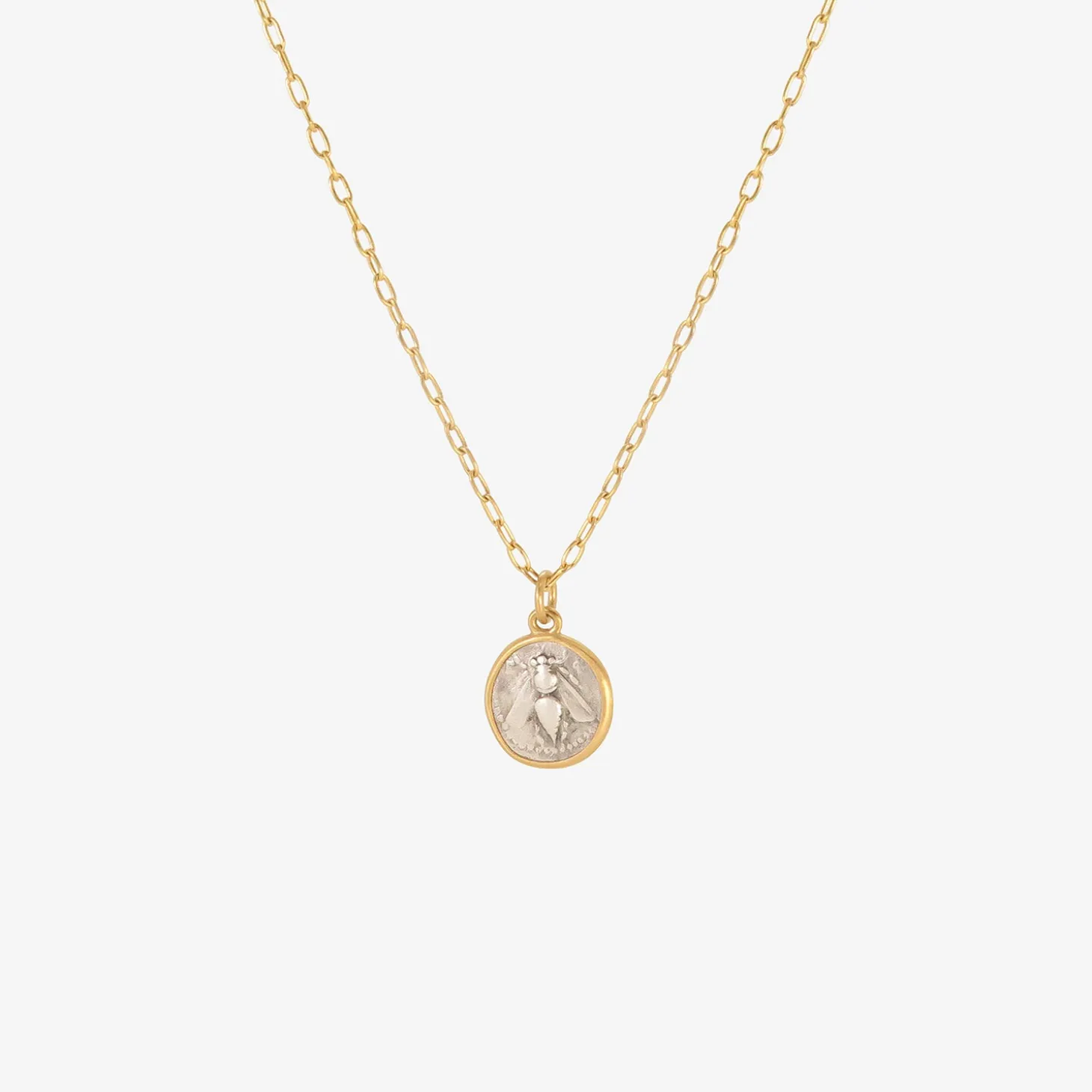 22k greek bee/stag ancient coin pendant, 202-195 bc