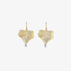 14k green gold medium ivy leaf earrings with sapphires