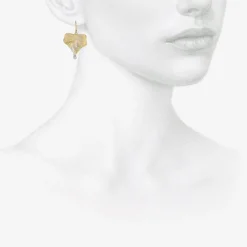 14k green gold medium ivy leaf earrings with sapphires