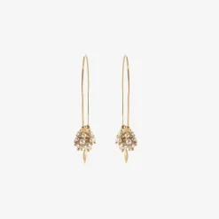14k grey pearl small hoop clusters