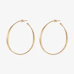 14k hewn oval hoop earrings