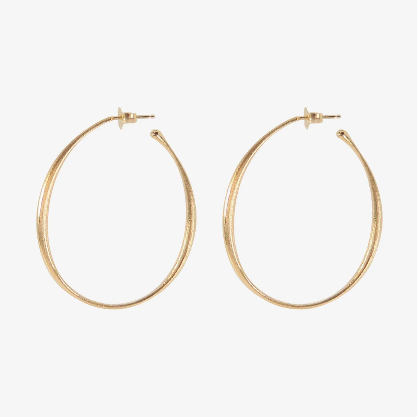 14k hewn oval hoop earrings
