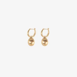 14k huggie hoops with golden 'pearl' drops