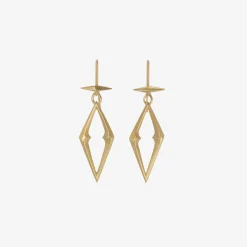 18k large chiseled open link earrings