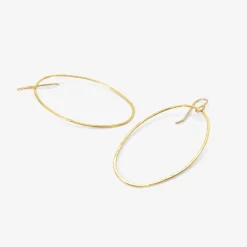 22k large front facing oval hoop earrings