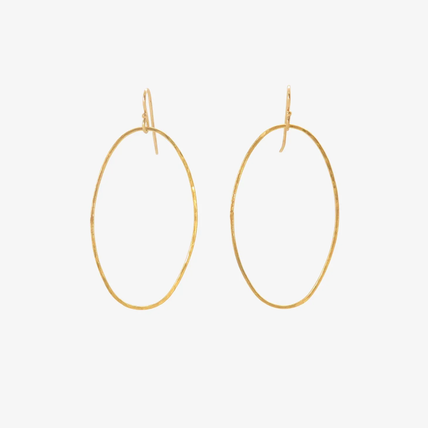 22k large front facing oval hoop earrings