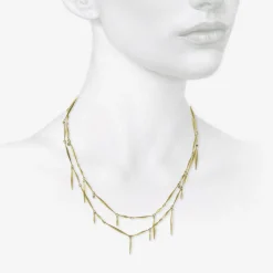 18k long pine needle necklace