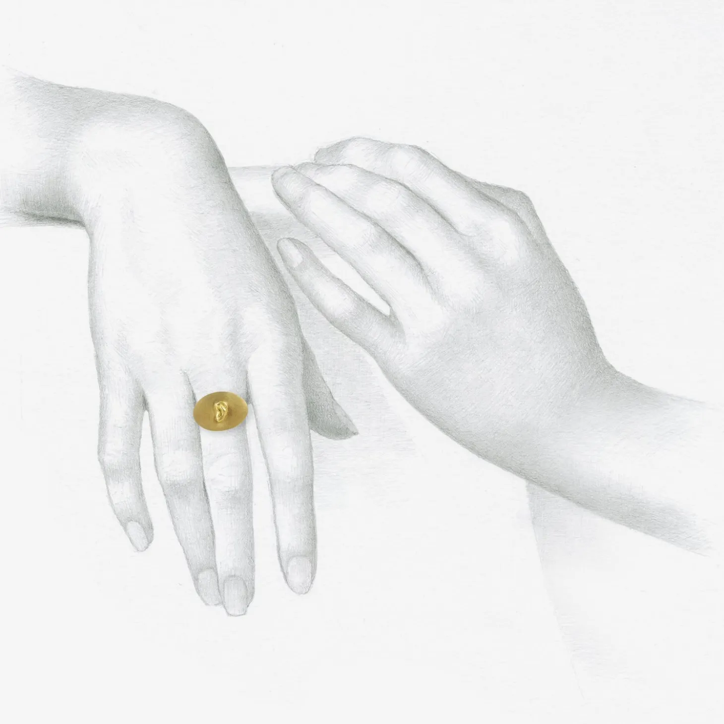 18k love token ring – “auscultare” – to listen