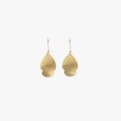 18k medium pear-shaped hammered scallop earrings