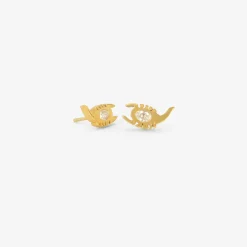 18k mini dendera scorpion studs, .28ct