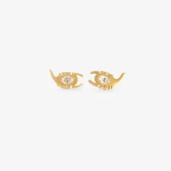 18k mini dendera scorpion studs, .28ct