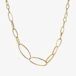 22k mixed large & small oval link chain necklace with keshi pearl