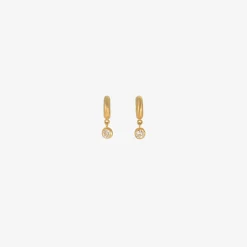 18k 6.5mm signature hoops with old mine cut diamond drops, .62ct