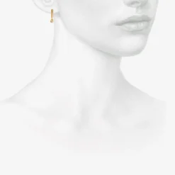 18k 8mm signature hoops with pear-shaped diamond drops, .85ct
