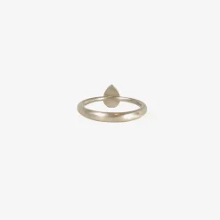 18k palladium & pear-shaped foggy white diamond ring, 0.95ct