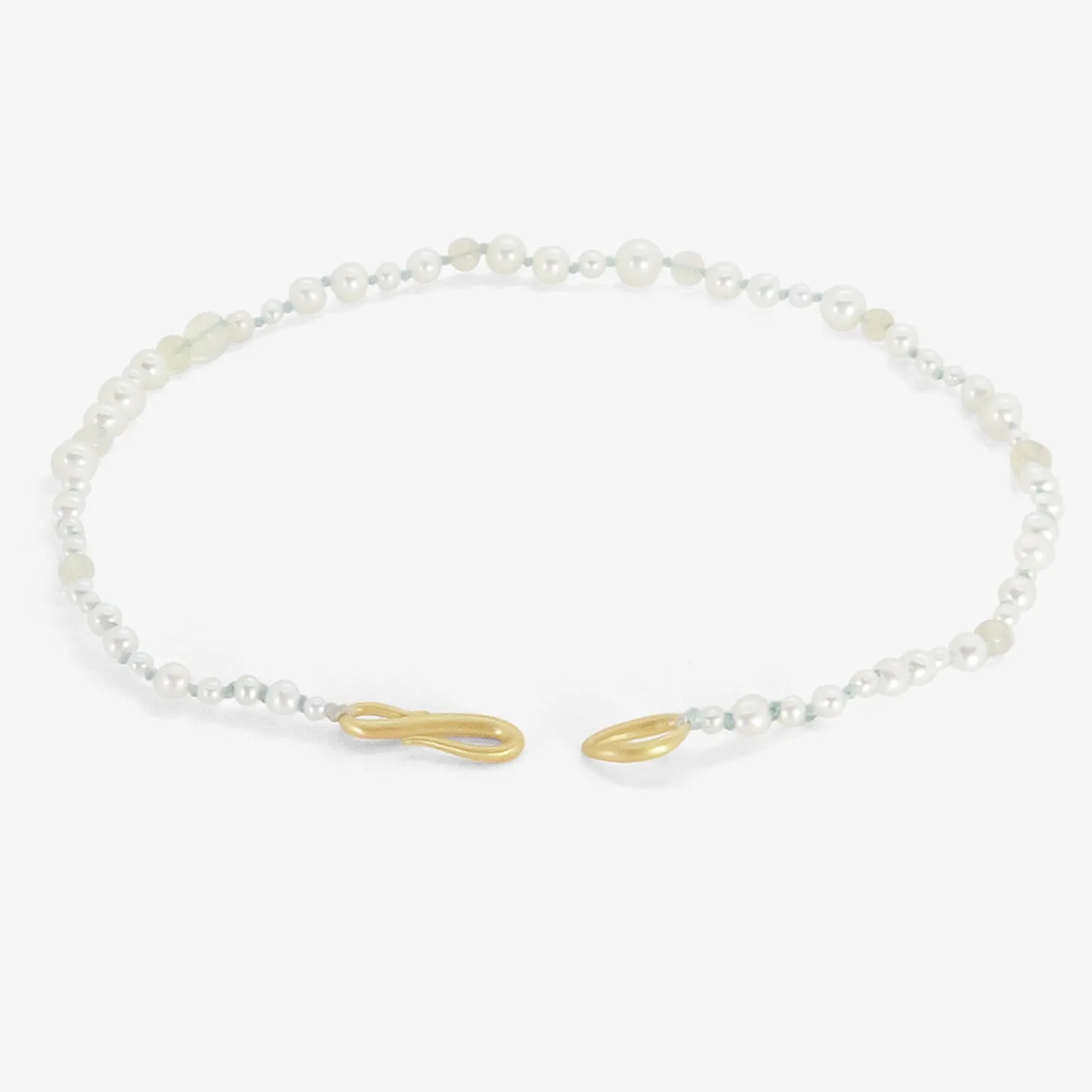 18k pearl & opal choker on blue silk thread