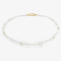 18k pearl & opal choker on blue silk thread