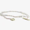 22k pearl & opal necklace on coral silk thread