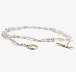 22k pearl & opal necklace on coral silk thread