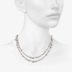 22k pearl & opal necklace on coral silk thread