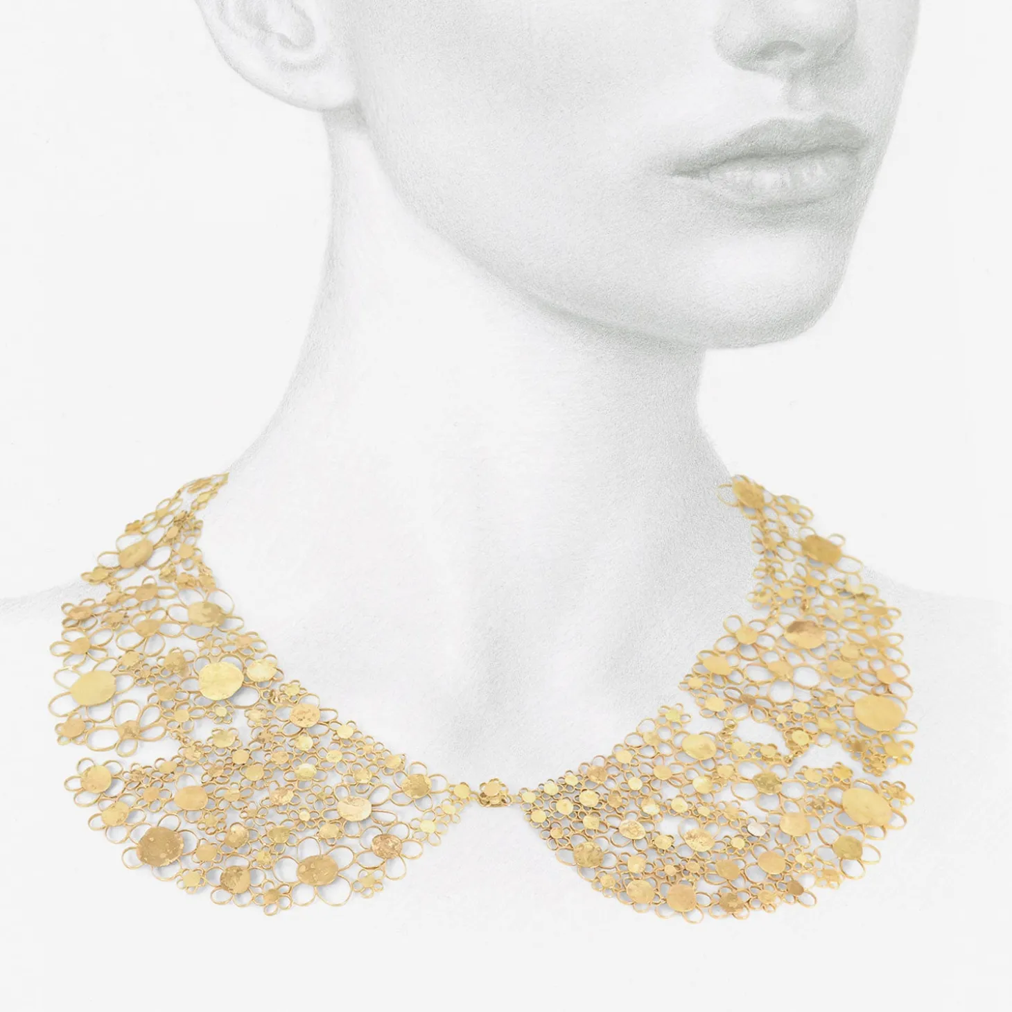 18k peter pan squash collar with one touch of silver