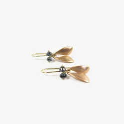 18k pink gold fly wings with black diamonds