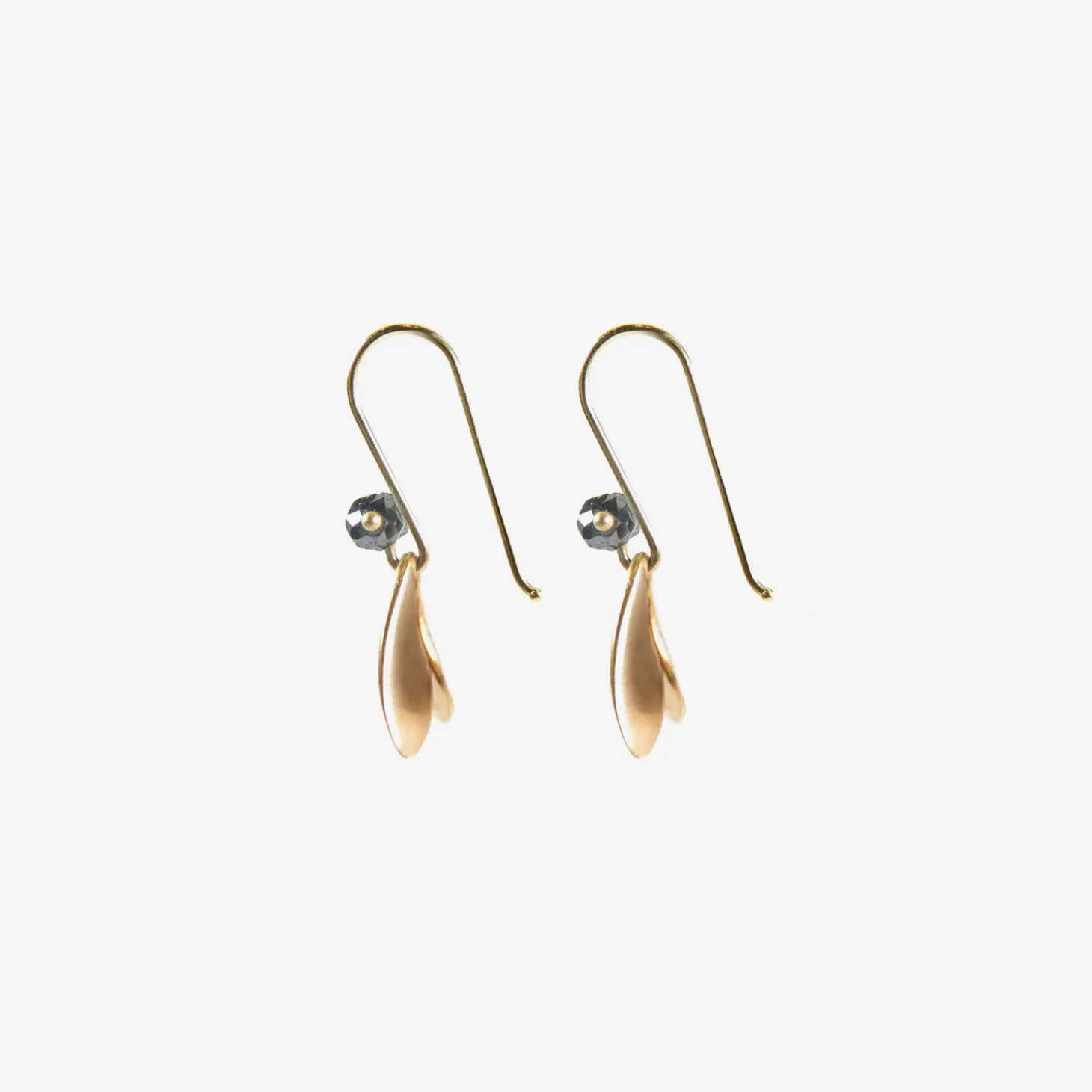 18k pink gold fly wings with black diamonds