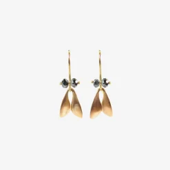 18k pink gold fly wings with black diamonds