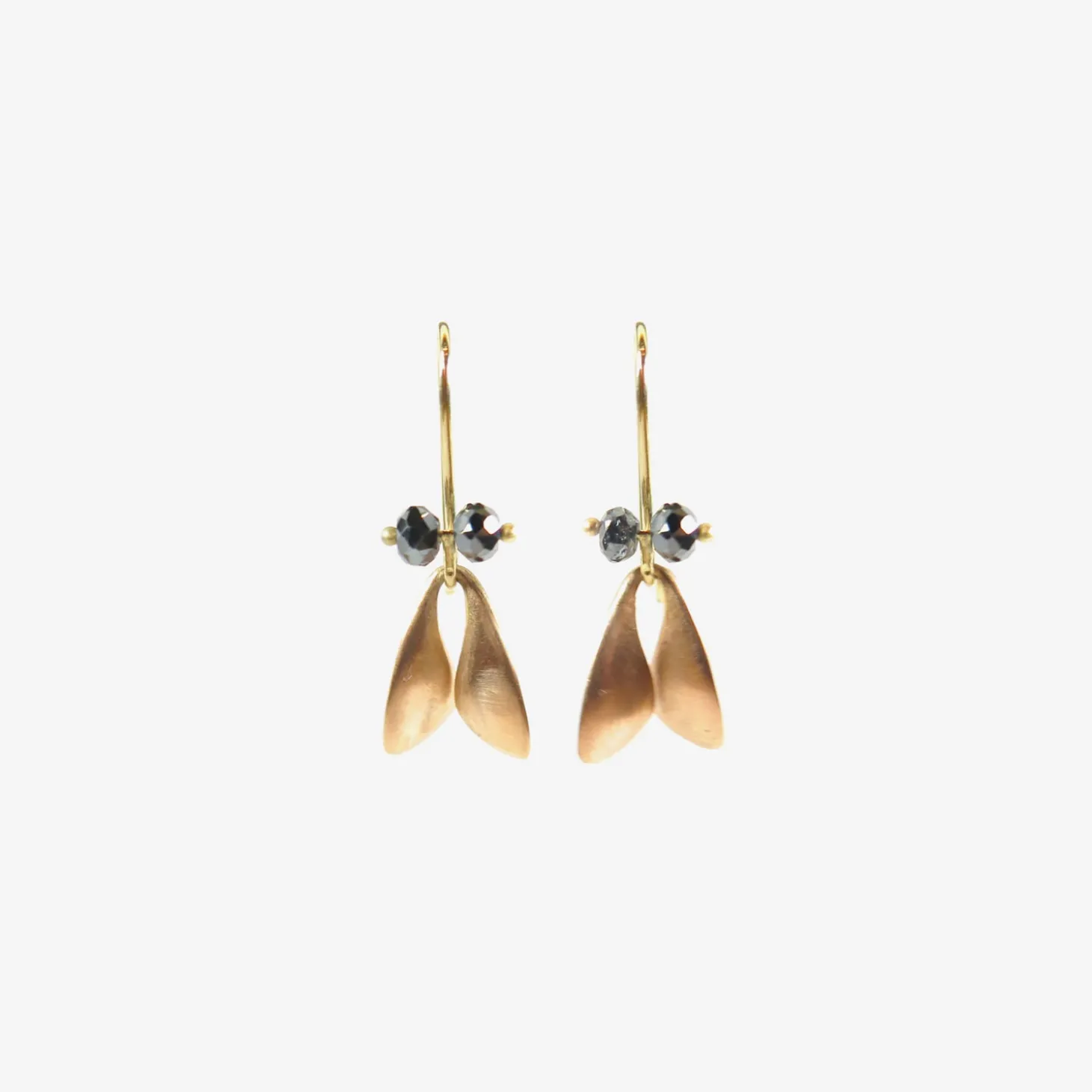 18k pink gold fly wings with black diamonds