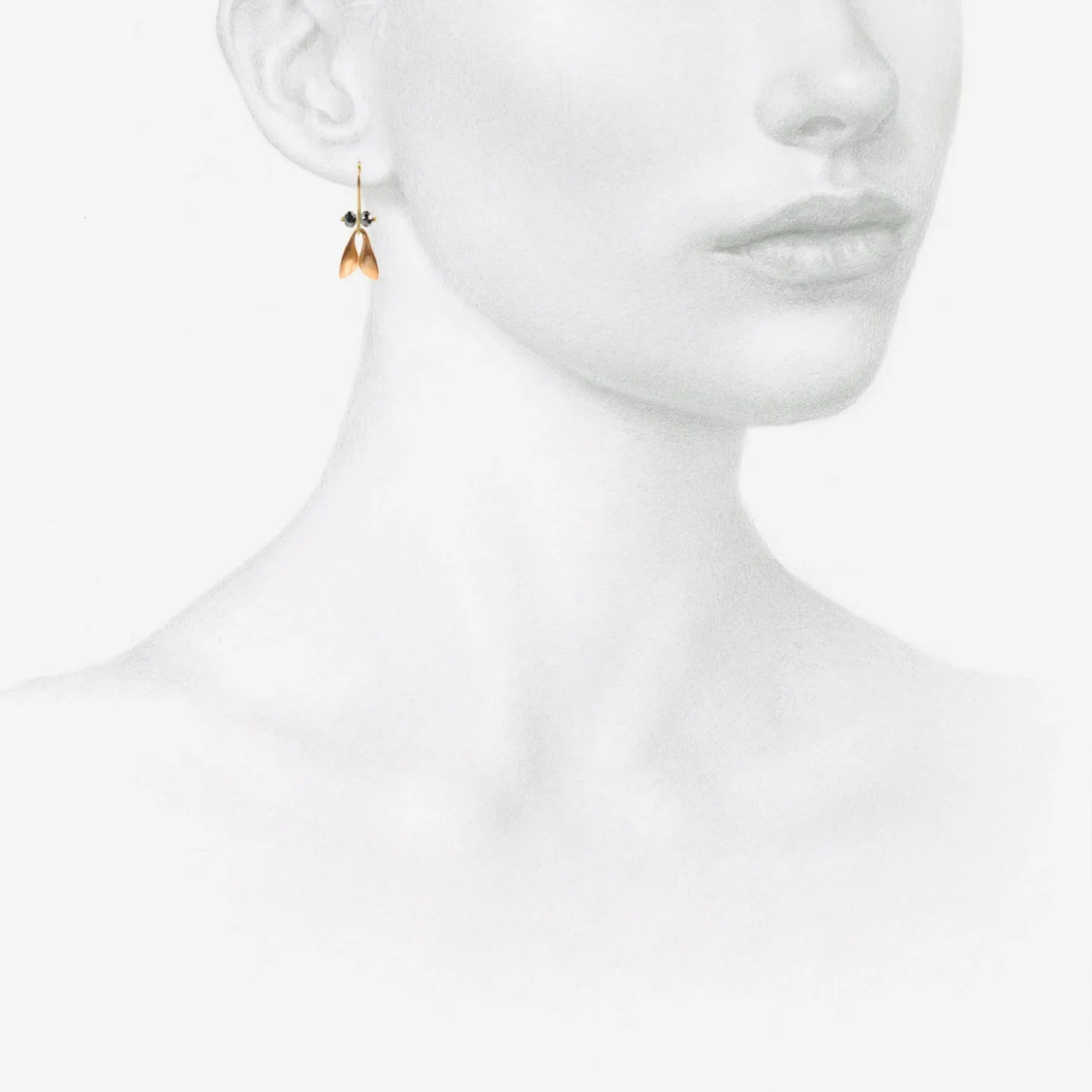 18k pink gold fly wings with black diamonds
