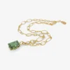22k random link chain with emerald-cut green beryl pendant & topaz detail