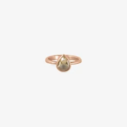 18k rose gold & champagne pear shaped diamond ring, 1.11ct