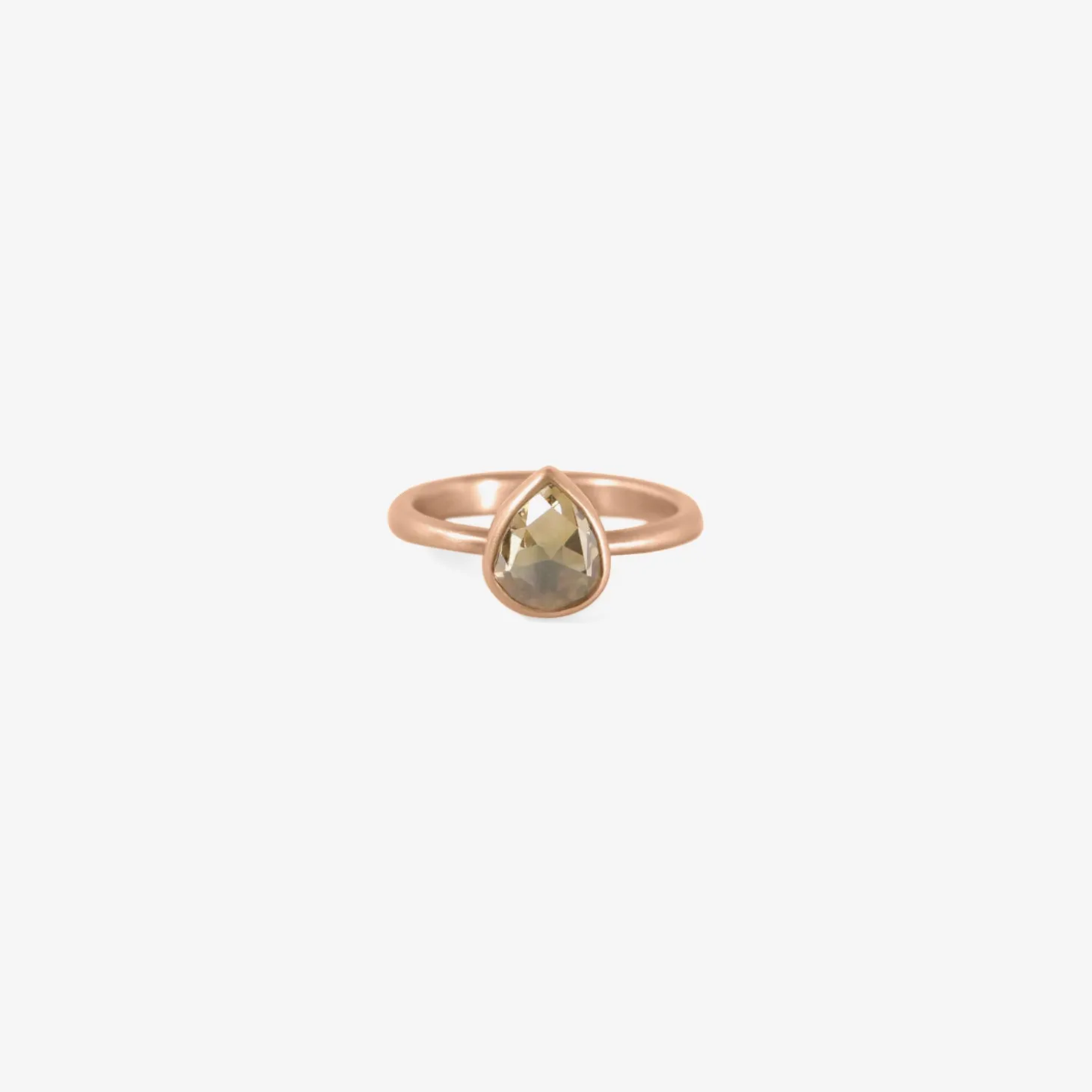 18k rose gold & champagne pear shaped diamond ring, 1.11ct
