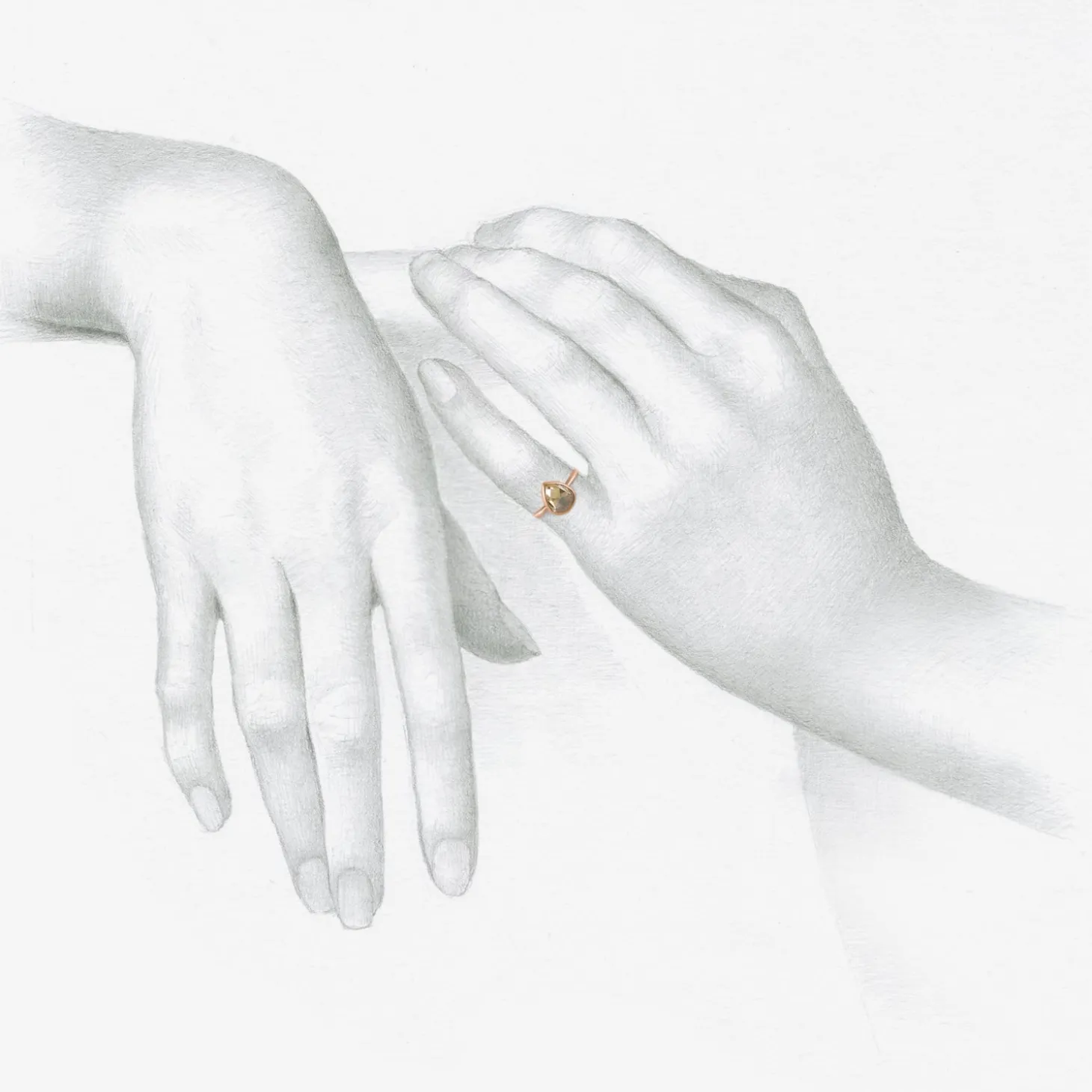 18k rose gold & champagne pear shaped diamond ring, 1.11ct